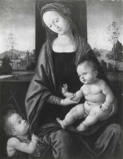 Anonimo — Maestro della Conversazione di S. Spirito. Madonna con il Bambino e S. Giovannino — insieme